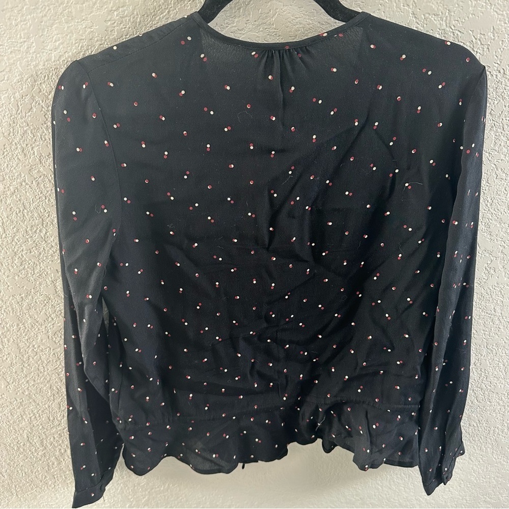 Rails Beaux Blouse Black Offset Dot Button Front … - image 8